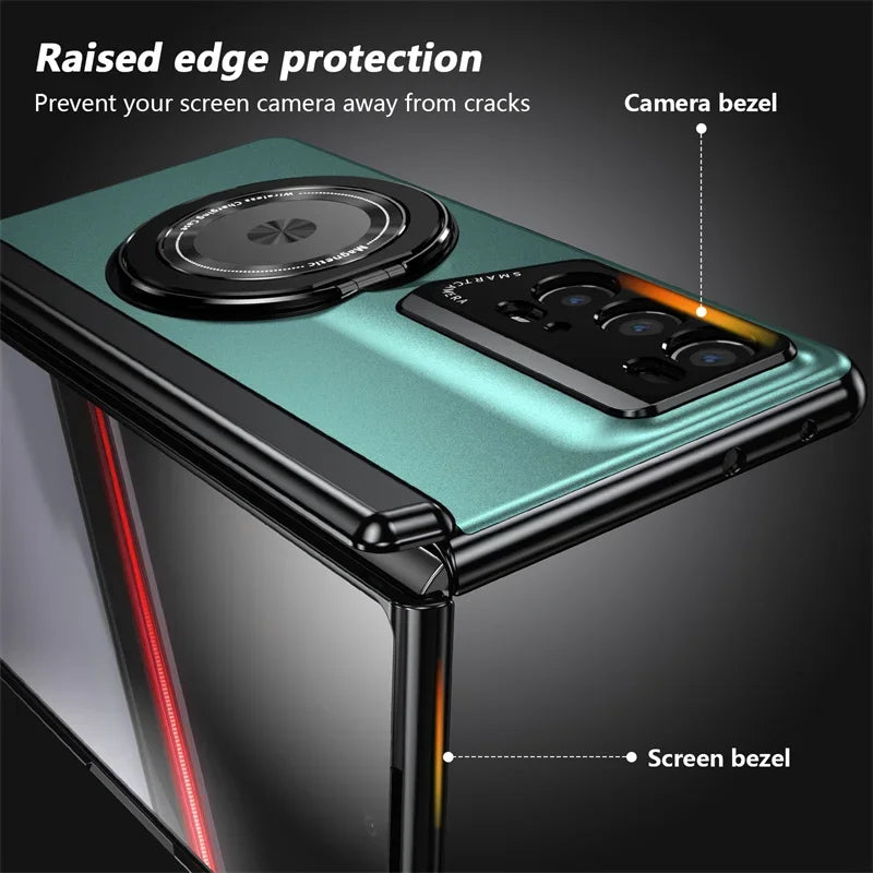Matte Solid Color Phone Case for Honor Magic V2 RSR Hard Shell Protection Shockproof Film Protector with Holder Cover