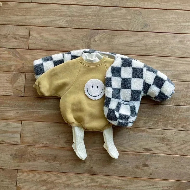 2024 Autumn Winter Plush Baby Coats Baby Thicken Lamb Plush Cotton Jacket For BoysGirls Outdoor Windproof Baby Winter Clothes