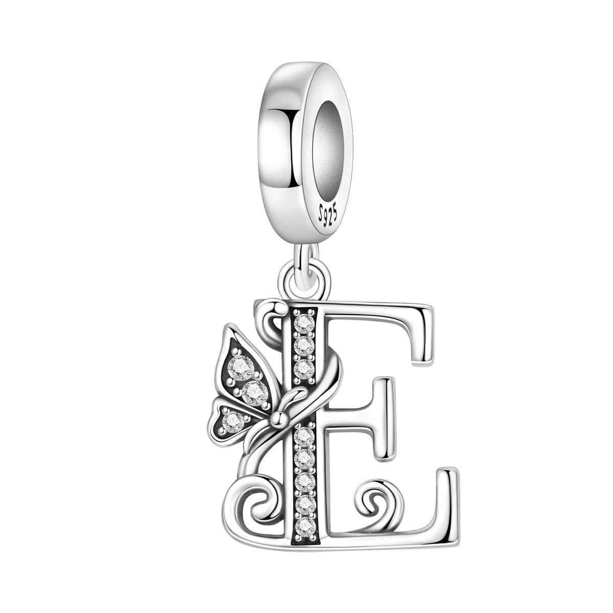 2026 New 925 Sterling Silver Zircon Scroll Grass Pattern 26 Letter Bead Charms for Women Fit DIY Bracelet Necklace Jewelry Gift