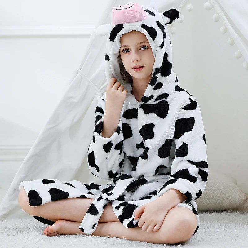 Halloween Dinosaur Bathrobes for Children 3 5 7 9 11 13 Years Kids Animal Flannel Homewear Boy Hooded Sleepwear Girls Nightgown