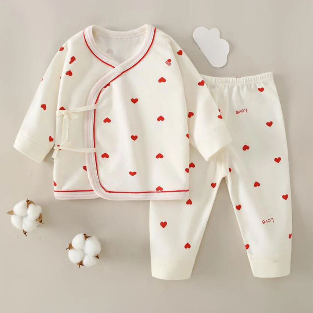 Hospital Newborn Set 100% Cotton Long Sleeve Tops Pants Two Pieces Spring Autumn Unisex Baby Outfits For Boys Girls 0 6 Months