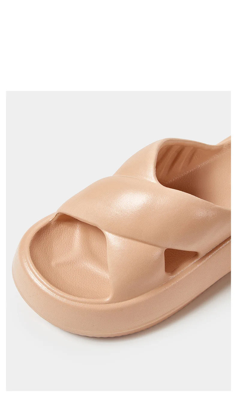 Litfun Women Sandals Soft Sole Slides Home Slippers Thick Bottom EVA Shoes Female Non-Slip Cross Sandals Outdoor Beach Flip Flop