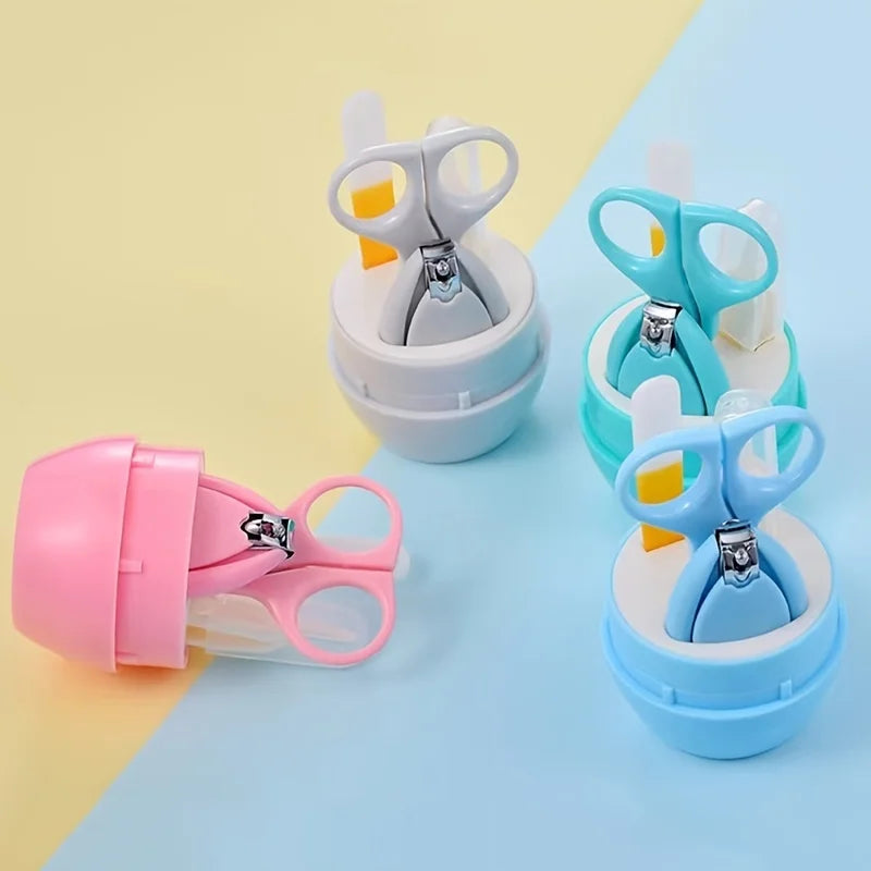 4pcs Infant Baby Clipper Nail Set, Baby Grooming Kit, 4-in-1 Baby Care Set, Baby Nail Clipper, Scissors, File, Tweezer