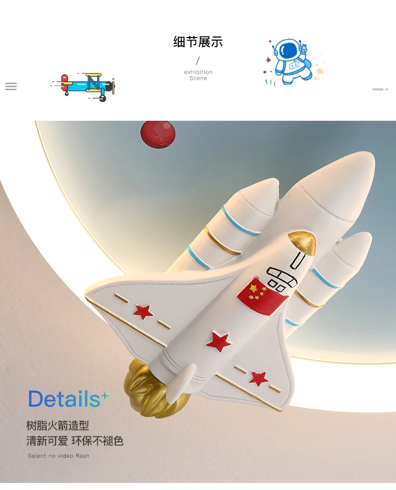 Modern Kids Room Ceiling Fan Light Cartoon Moon Astronaut Ceiling Lamp Boy Girl Bedroom Nursery Study Chandelier Ceiling Lights