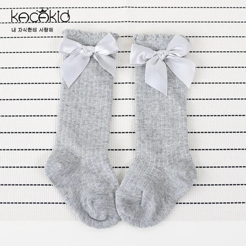 Summer Baby Socks Toddler Cute Big Bow Knee High Socks Mather Kids Children Boy Girls Newborn Floor Cotton Socks Baby Accessorie