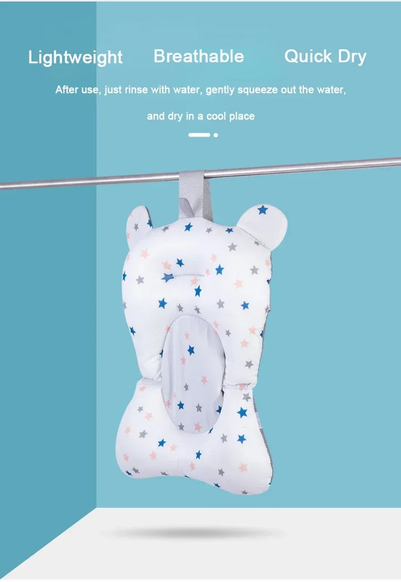 Baby Bath Seat Floating Water Pad Portable Foldable Baby Bathtub Pad Ajustable Bath Tub Shower Cushion Newborn Support Seat Mat