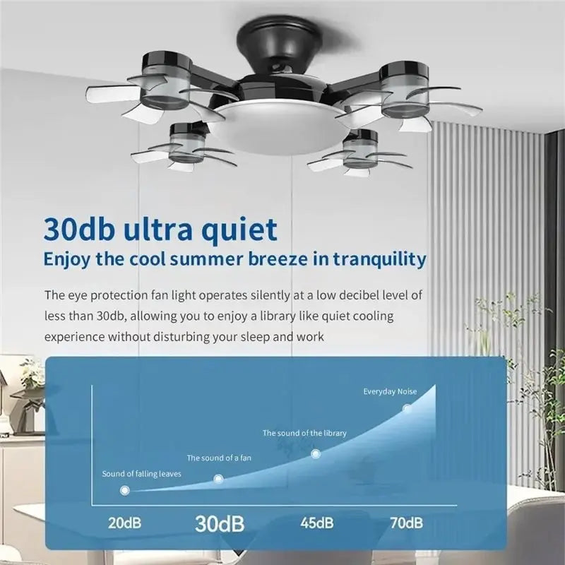 AT28-Fan Light 2-In-1 Drone Design Ceiling Fan Light 60W With Remote Control For Entrance Hall Family Corridor Living Room