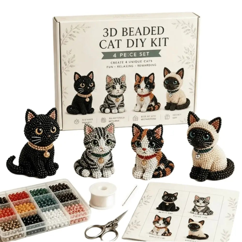 Tiny Beads 3D Beaded Animal Kit Cute Design Animal Shape Handmade Bead Art Kit Creative Craft DIY Bead Craft Kit
