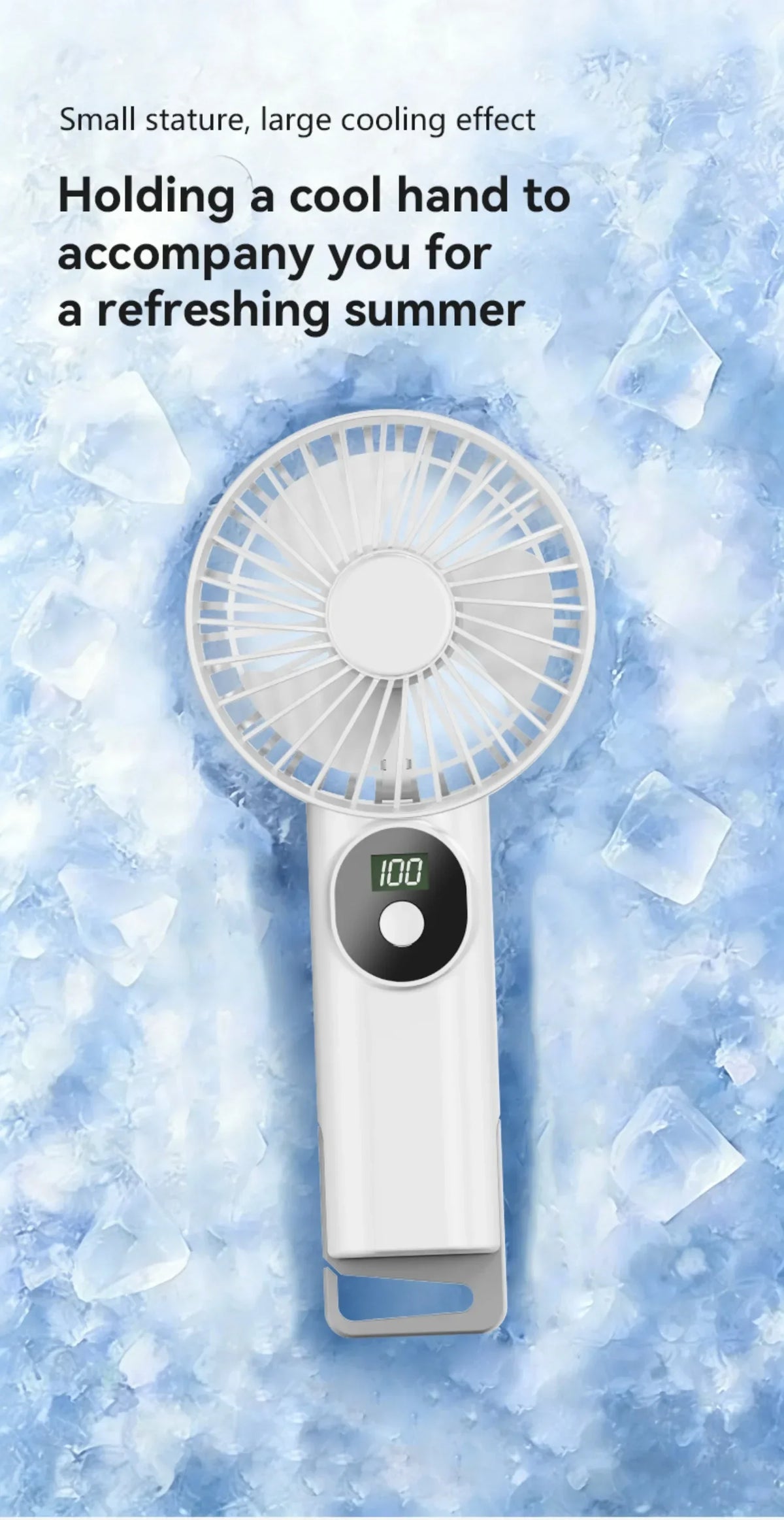 5 Levels Air Cooling Fan with Buckle Portable Handheld Fan LED Screen Outdoor for Home Office Outdoor USB-C Rechargeable Fans