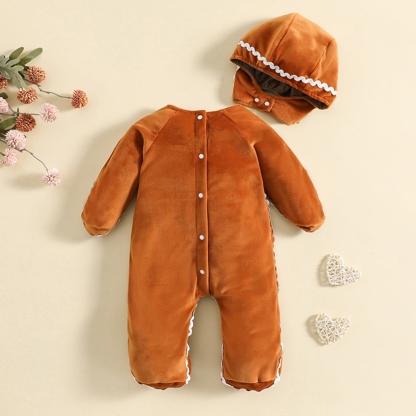 ma&baby 0-24M Christmas Baby Romper Newborn Infant Boy Girl Gingerbread Man Costumes + Hat Long Sleeve Jumpsuit Xmas Clothing
