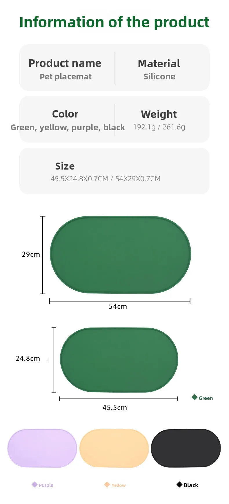 Silicone pet feeding dog and cat bowl food mat, non stick waterproof pet food feeding mat,anti slip dog feeder,splash proof tray