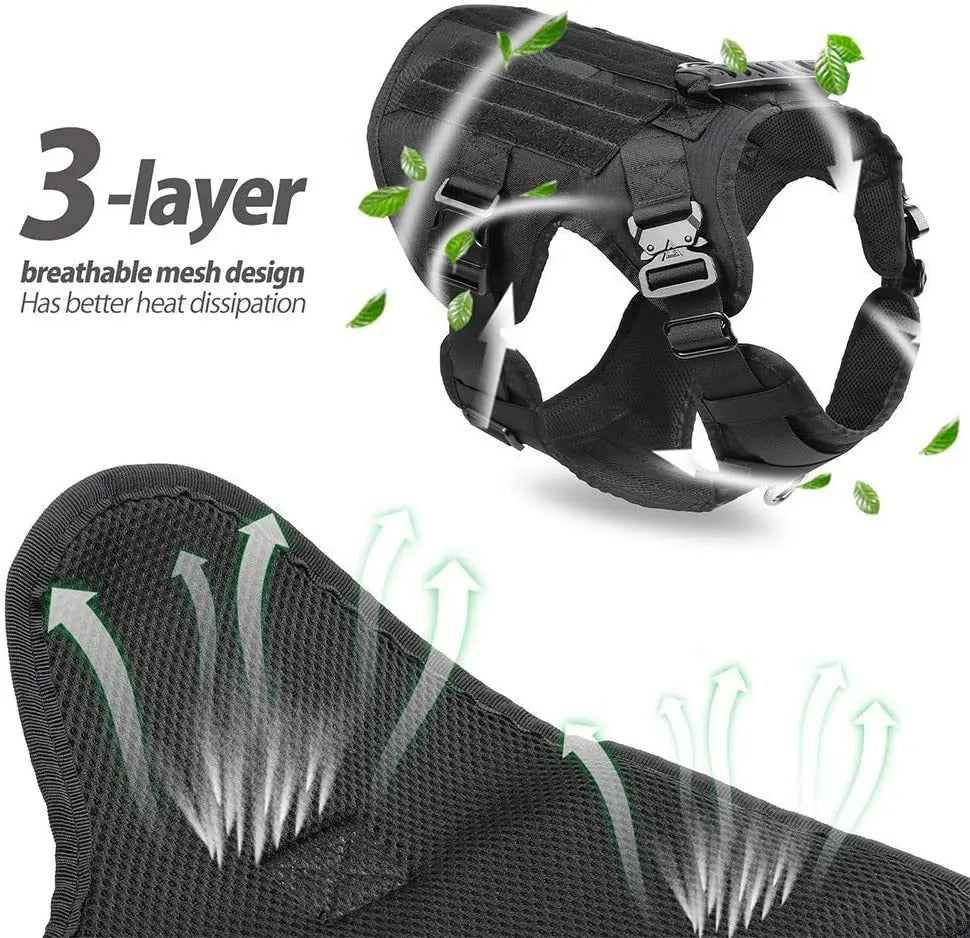 Tactical Dog Harness, Adjustable No-Pull Handle Service Vest Heavy Duty Pet Large Breed,  Dog Vest for Training Hunting Walking