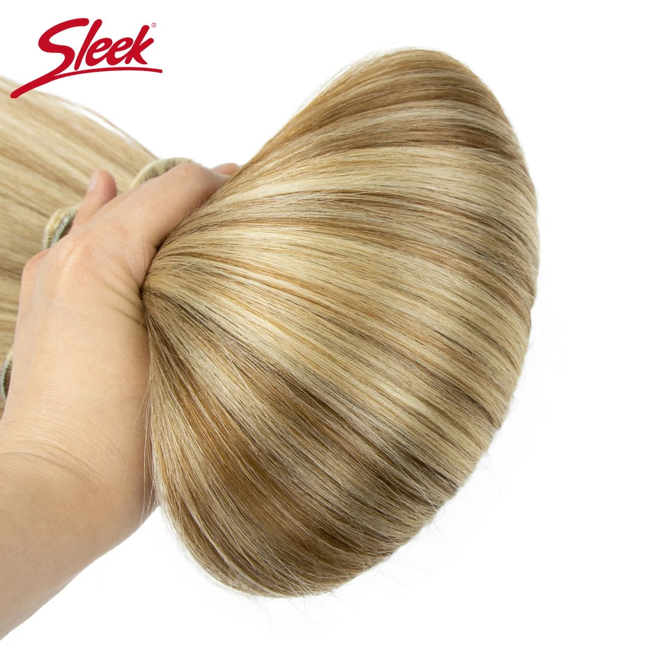 Sleek Peruvian Straight Human Hair Double Drawn Natural Human Hair Weave Bundles Natural Brown #27 #613 Remy Human Hair Bundle