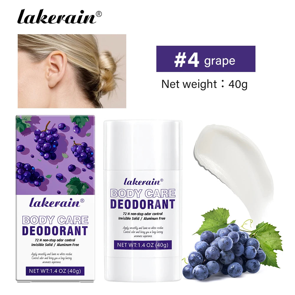 Lakerain Body Care Deodorant Long-Term Odor Control Natural Ingredients Aluminum-Free Sweet Fruity Aroma  Full Body Deodorant