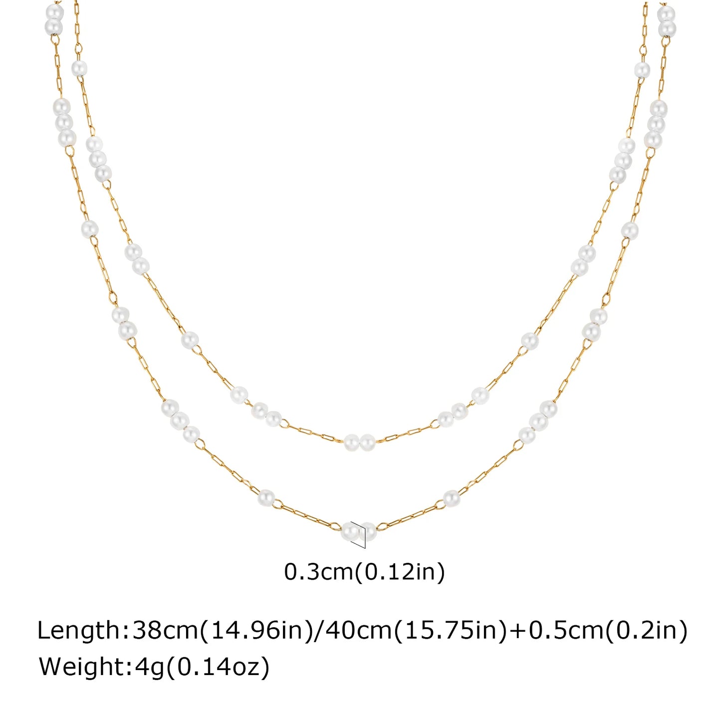 Pearl Choker Necklaces For Women, Double Layered Pearls Chain Necklace, Minimalist Stainless Steel Wedding Jewelry