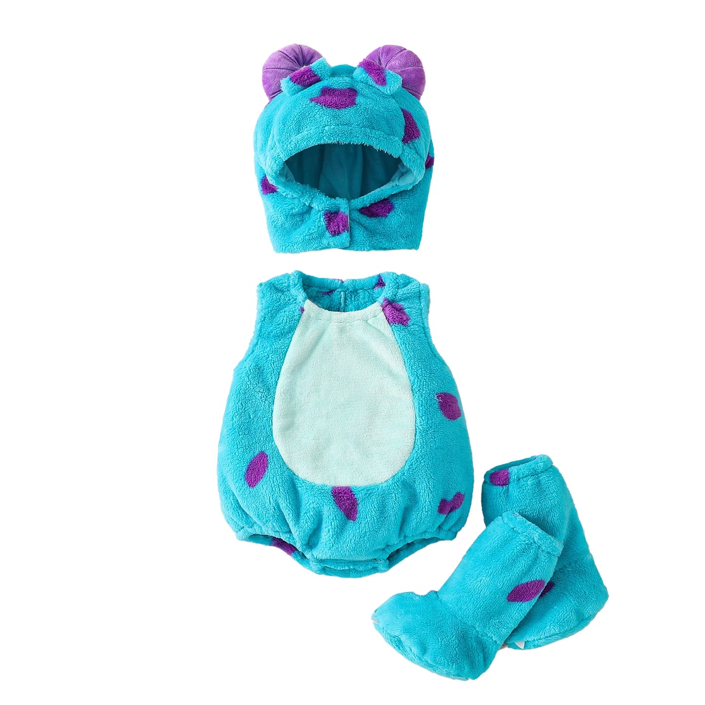 Baby Girl Boy Halloween Costumes Newborn Halloween Costume Plush Sleeveless Romper Hat Shoes Cute Unisex Baby Cosplay Outfit