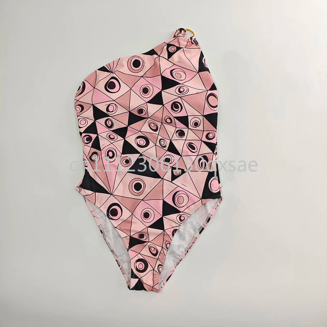 Women's Pink Headband Scarf Swimsuits with Letter Signature Logo Lady Headband Scarf Bikini Sets Beachwear Swimwear