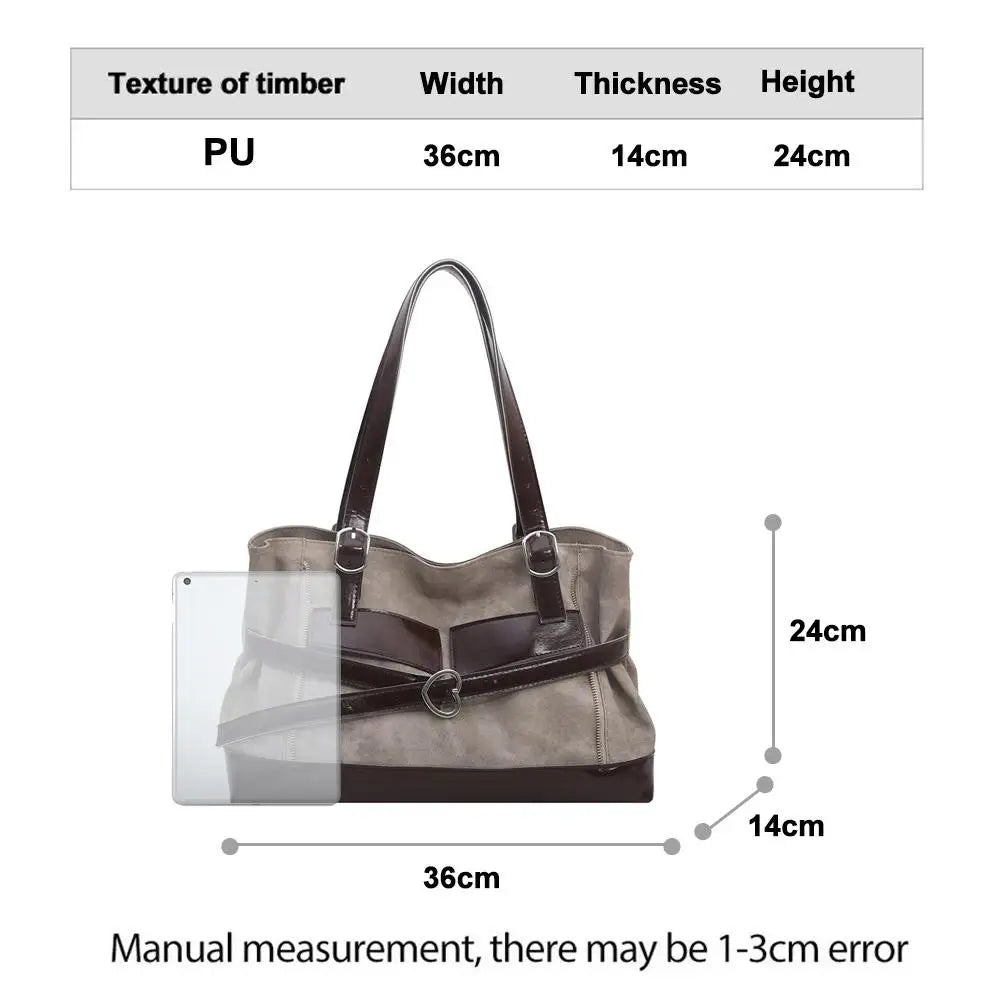 Retro Belt Buckle Underarm Shoulder Bag Women Large Capacity Commuter Tote Bag Vintage Casual Handbag Female Purse