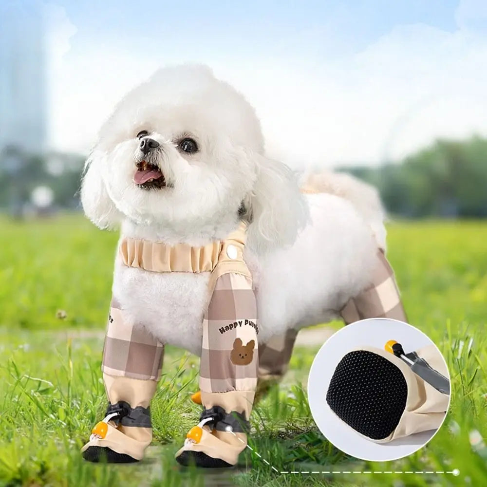 Full Leg Protection Reflective Stripe Pet Pants Adjustable Dustproof Dog Jumpsuit Shoes Anti-Slip Waterproof Pet Going Out Pants
