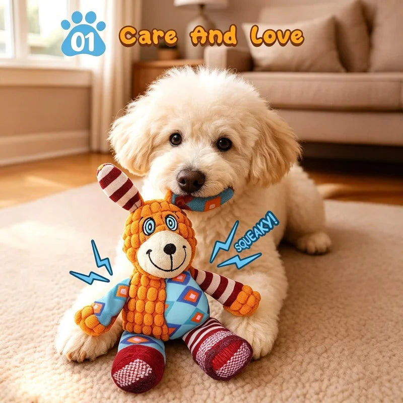 Pet Plush Squeaky Toy Durable Bite Resistant Soft Stuffed Vocal Chew Toys For Dog Puppy Cat Interactive Training Pet Supplies