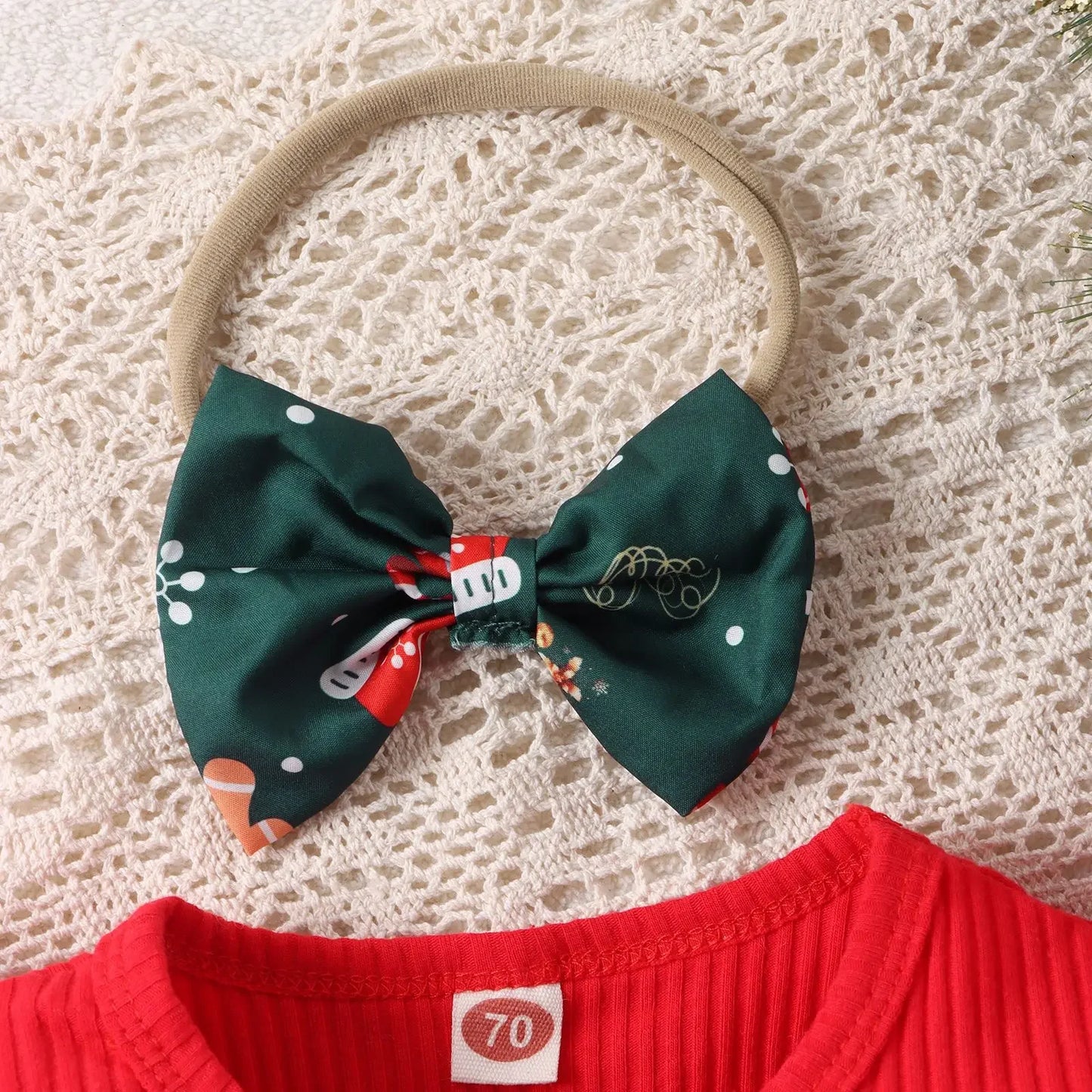 Ceeniu Baby Christmas Bodysuit Dress For Girls Green Santa Claus Letter Rompers Infants Onesies My First New Year Costume Baby