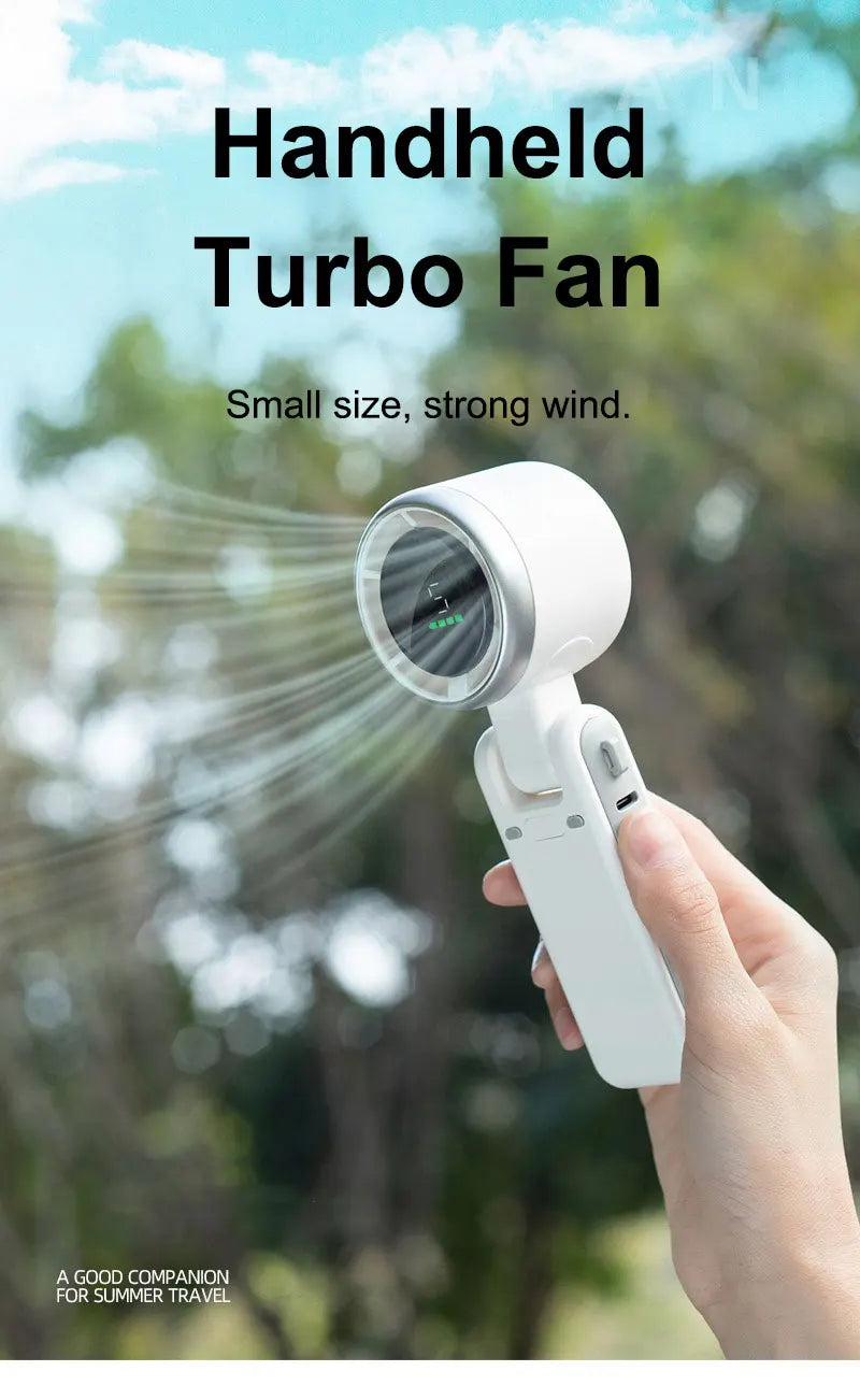 Portable Handheld Electric Fan 5 Speeds Adjustable Turbo 3600MAH Battery Fans LED Display Rechargeable Ice Cooling Personal Fan
