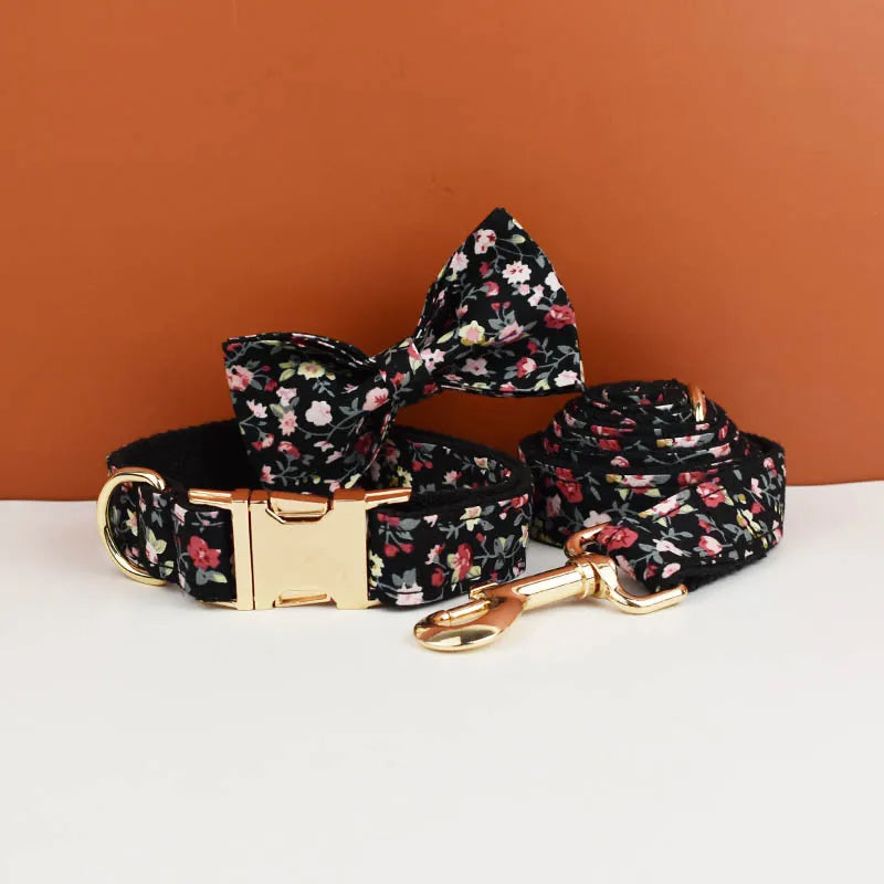 pets accessories dog collar leash harness set dog collar bow tie Printed pet products personalized luxury tactical dog collars