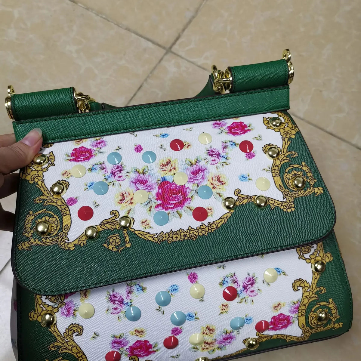 Luxury Women Bags Leather Vintage Painting Art Purse Handbags Girl Shoulder Bag Fashion Cross Body Messenger Bag Female Totes
