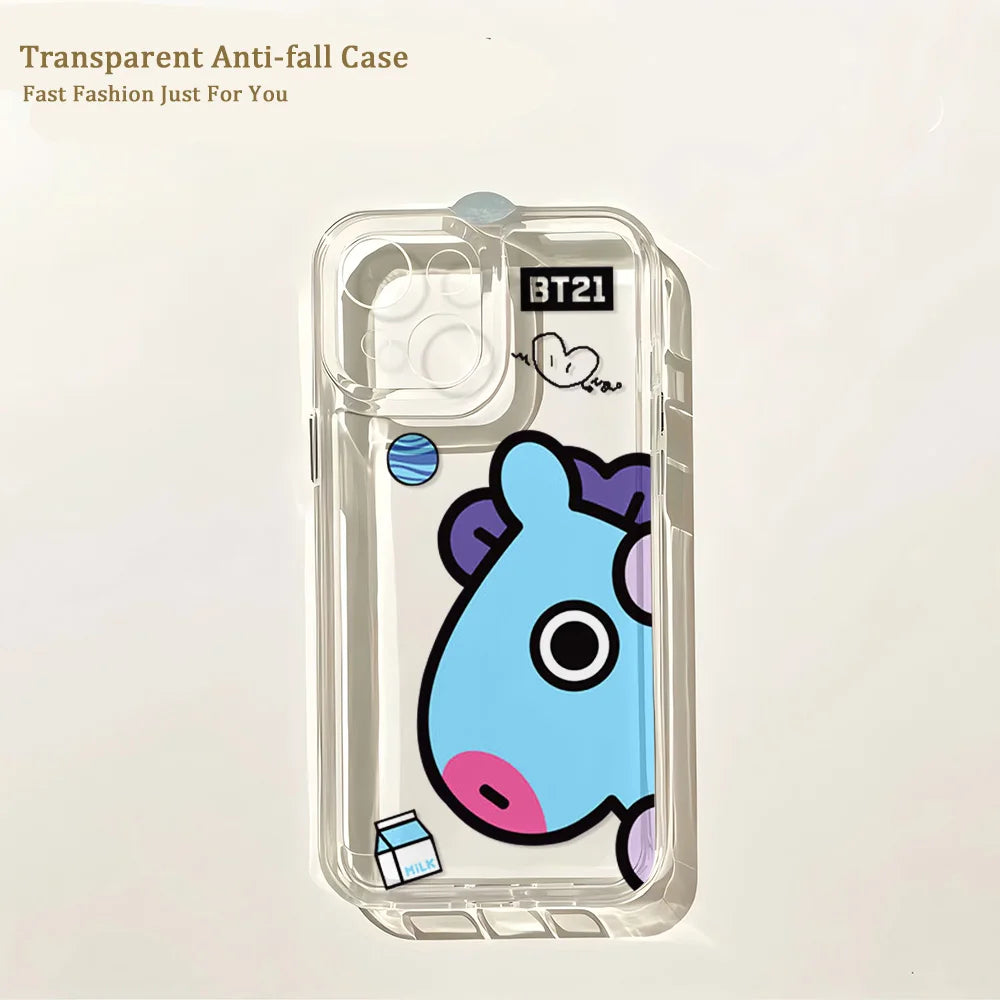 Cute Cartoon -Y-BT-21-Phone Case For iPhone 17 16e 16 15 14 13 12 11 Mini Air Pro Max X XR 7 8 Plus Transparent Soft Back Cover