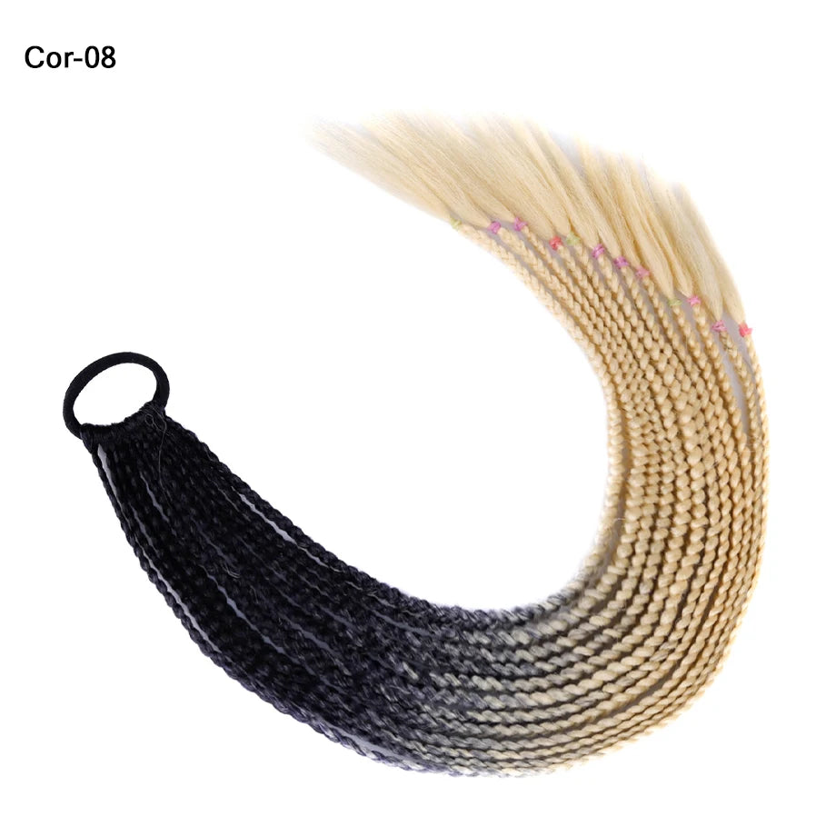Ponytail Hair Extension 24 Inch Colorful Braided Synthetic with Hair Tie for Women Long Hair Add-Ons