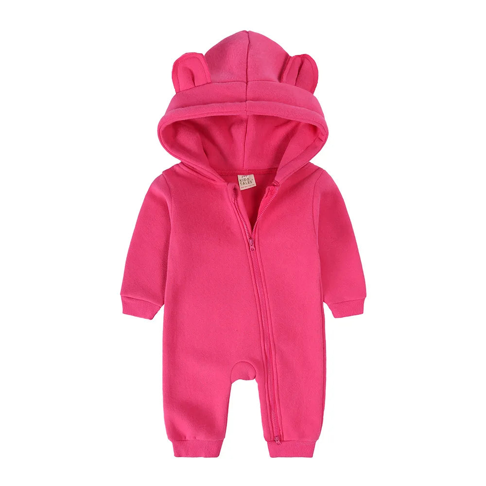 Baby Jumpsuits Rompers Winter Hooded Outfit Hoodies One-pieces Growings Zipper Jumpers Boys Girls Newborn 59-90cm Ropa De Bebe