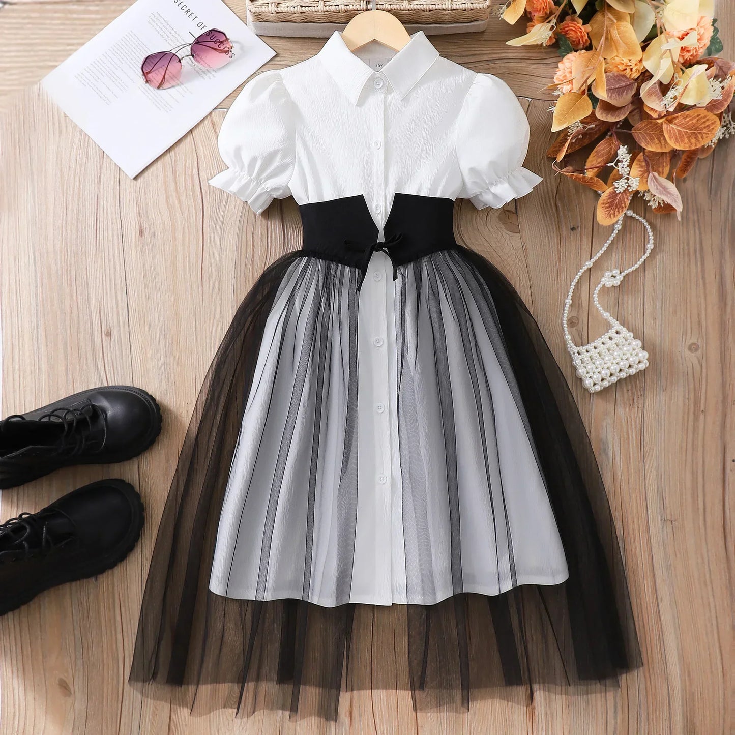 Teen Girl Dress Summer Pink Retro Short Sleeve Children Dresses Fashion Girl Costume Party Big KIds Outfit 7 8 9 10 11 12Yrs