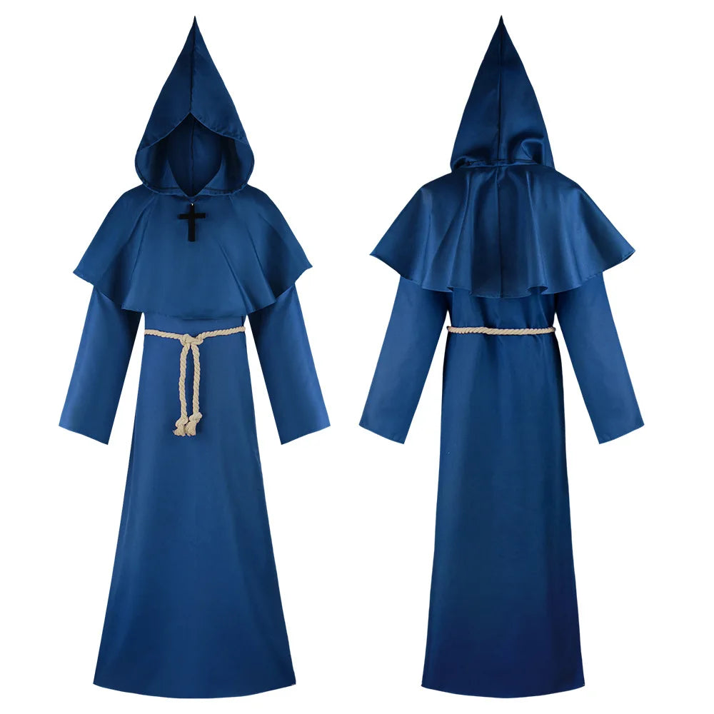 Halloween Grim Reaper cosplay costume Five Ghosts Costume Medieval Friar's Robe Monk Clothes Witch Priest Cos Costume