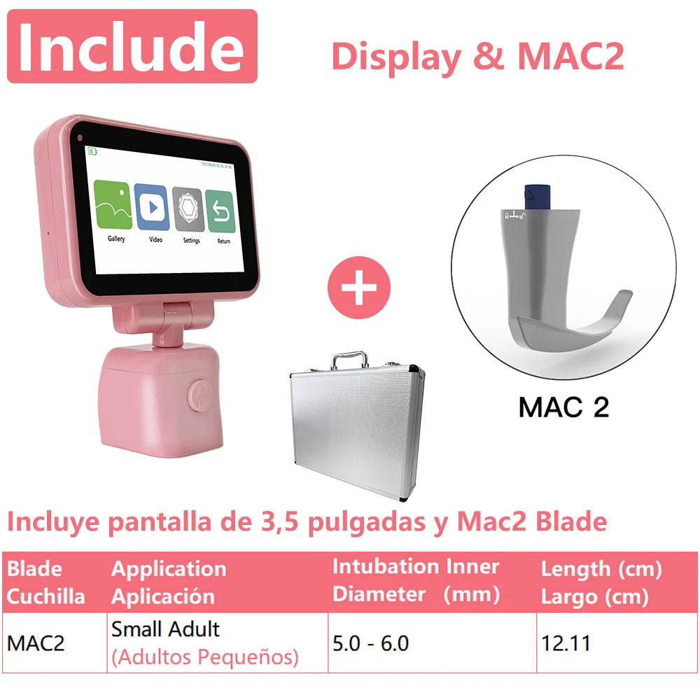 3.5" Touch Screen Video Laryngoscope for Anesthesia, 6 Blades Optional & Customizable Combination