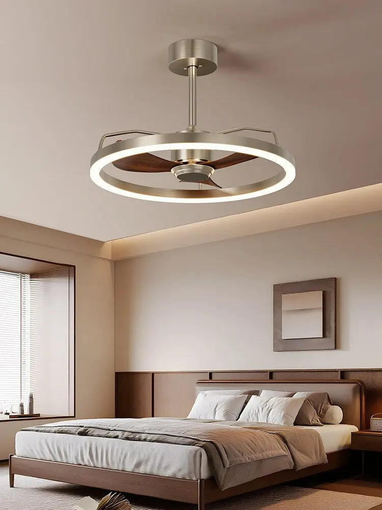 20" Ceiling Fan with LED Light Flush Mount DC Motor 6-Speed Remote Control Dimmable Fan Lamp for Home Kitchen Bedroom Living Roo
