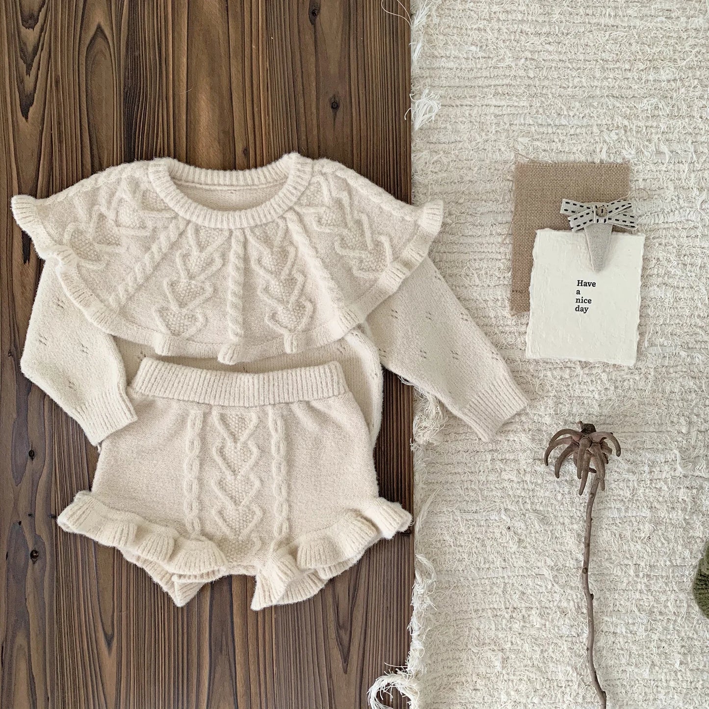 4487 Baby Clothing Set 2024 Autumn and Winter Baby Knitted Sweater Suit Twist Sweater +pp Short