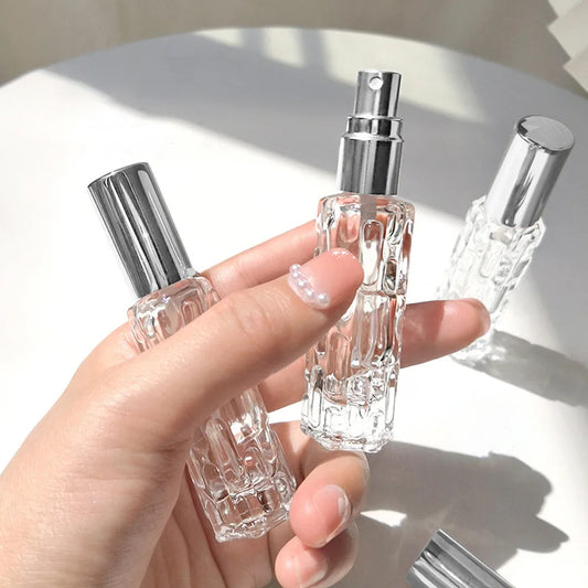 Perfume Bottle 1pc 10ml Glass Spray Bottle Aluminum Line Mist Sprayer Head Perfume Dispenser Bottle Press Empty Bottle Travel