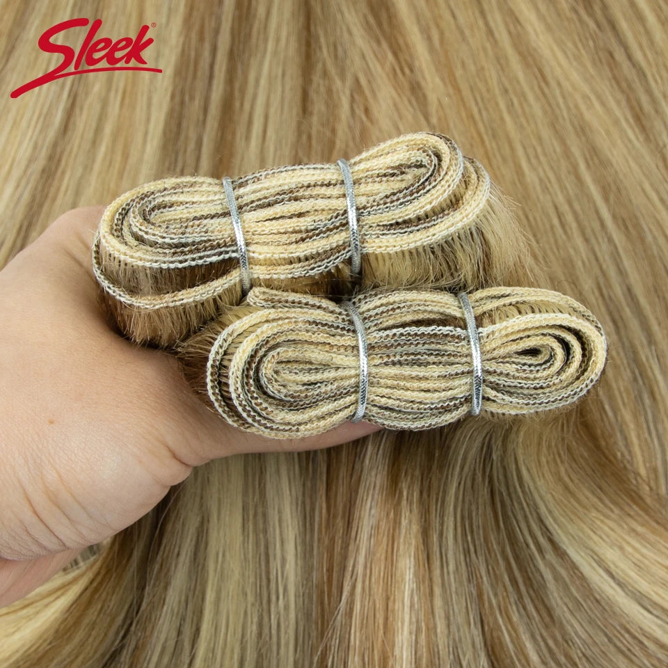 Sleek Peruvian Straight Human Hair Double Drawn Natural Human Hair Weave Bundles Natural Brown #27 #613 Remy Human Hair Bundle
