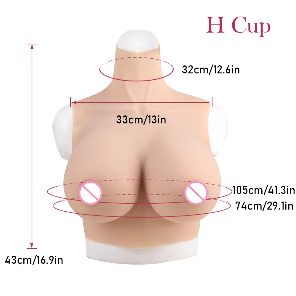 Halloween Cosplay Fake Chest False Boobs Silicone Filler Realistic B-H Cup for Crossdresser Transgender Drag Sissy Cosplay Chest