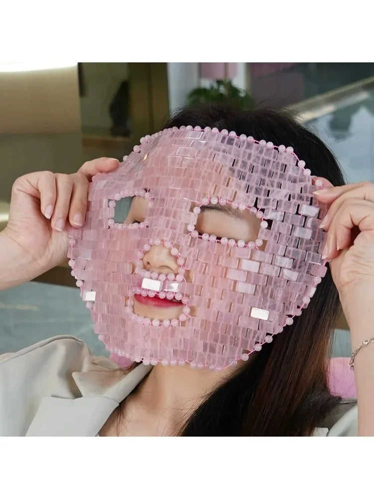 Natural Jade Eye Face Mask Massager Pink Cooling Sleep Eye Facial Mask Relax Sleep Massager Cold Therapy SPA Mask Beauty Tools
