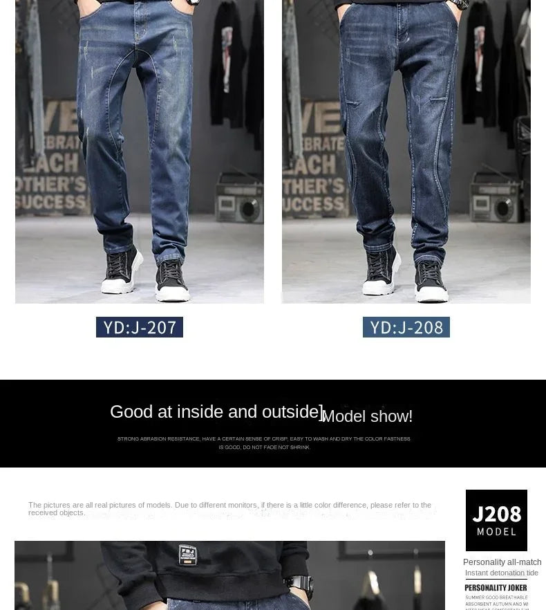 Summer Designer Clothes High Quality Punk Harajuku Fashion Casual Plus Size Slim Fit Denim Jeans for  2025 Cowboy Pants for Men