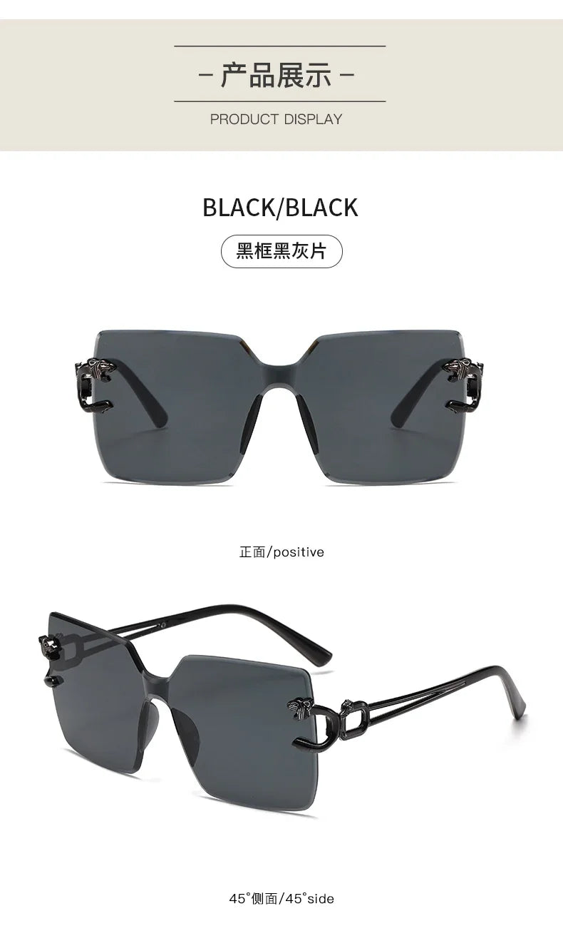 Retro Square Sunglasses Women Men Rimless Trend Luxury Shades Travel Glasses Lady Man UV400