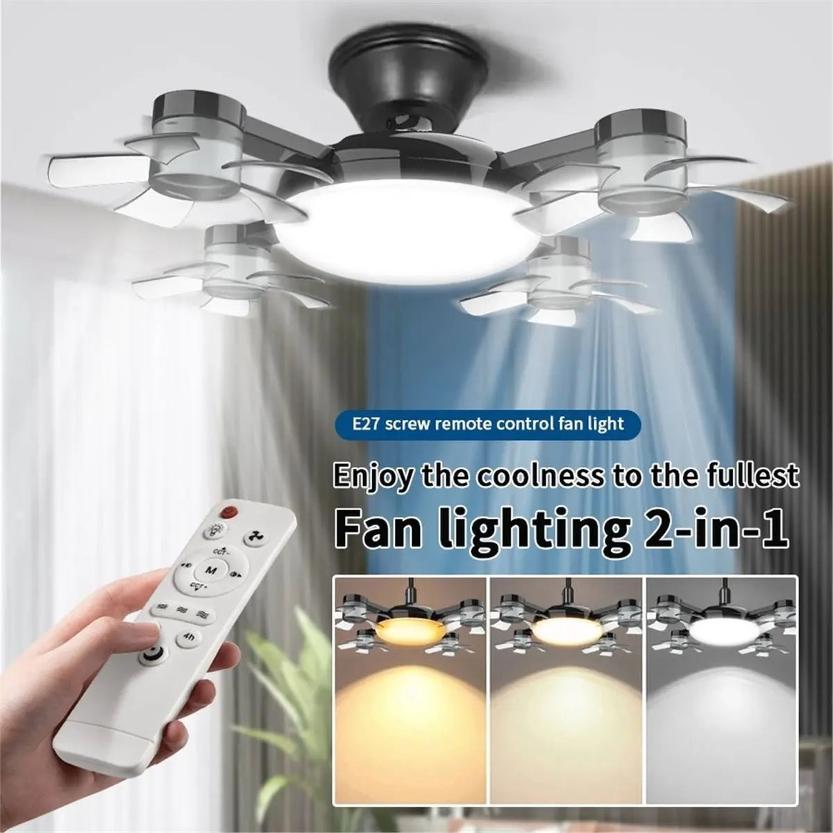 [B25B!】 Fan Light 2-In-1 Drone Design Ceiling Fan Light 60W Remote Control Included For Living Room For Entrance Hall Family Cor