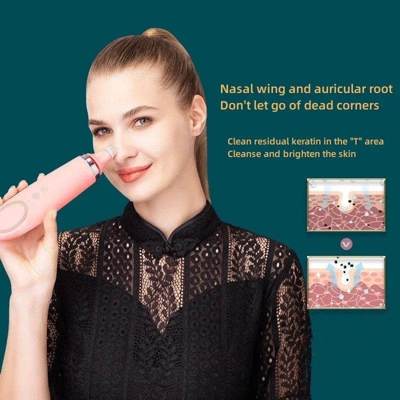 Beauty 4 in 1 Facial Skin Lifting Device Face Brush Cleanser Electric Silicone Facial Cleaning Brush for Deep Cleaning
