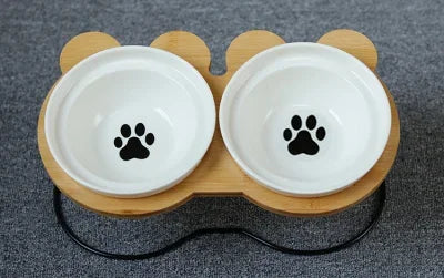 Ceramic Cat Bowl Cat Food Feeder Dog Bowls Drinking Water Bowl Cervical Protection Pet Supplies Ceramic Double Cat Bowls