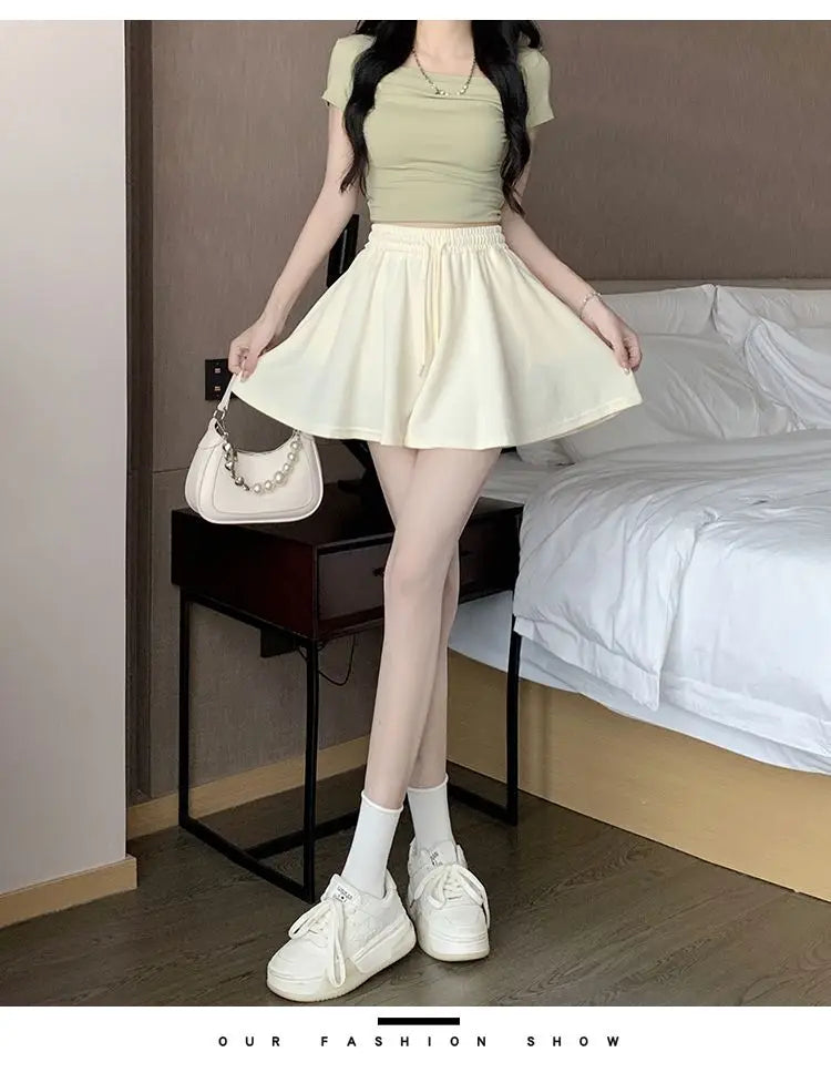 2026 High Waist Wide Leg Sports Shorts Women's Summer New Loose Fit A-Line Shorts Casual Versatile Comfortable Short Pants