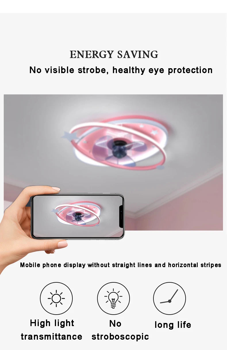 with light small ceiling fan Led kids light with fan Chandelier For Home Bedroom Lamp 3 Color Dimmable remote control fan light