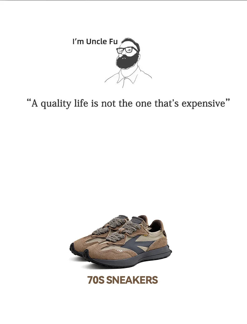 Maden Retro 70's Casual Sneakers for Men's Fall and Winter Thick Sole Sporty Jogging Breathable Casual Shoes