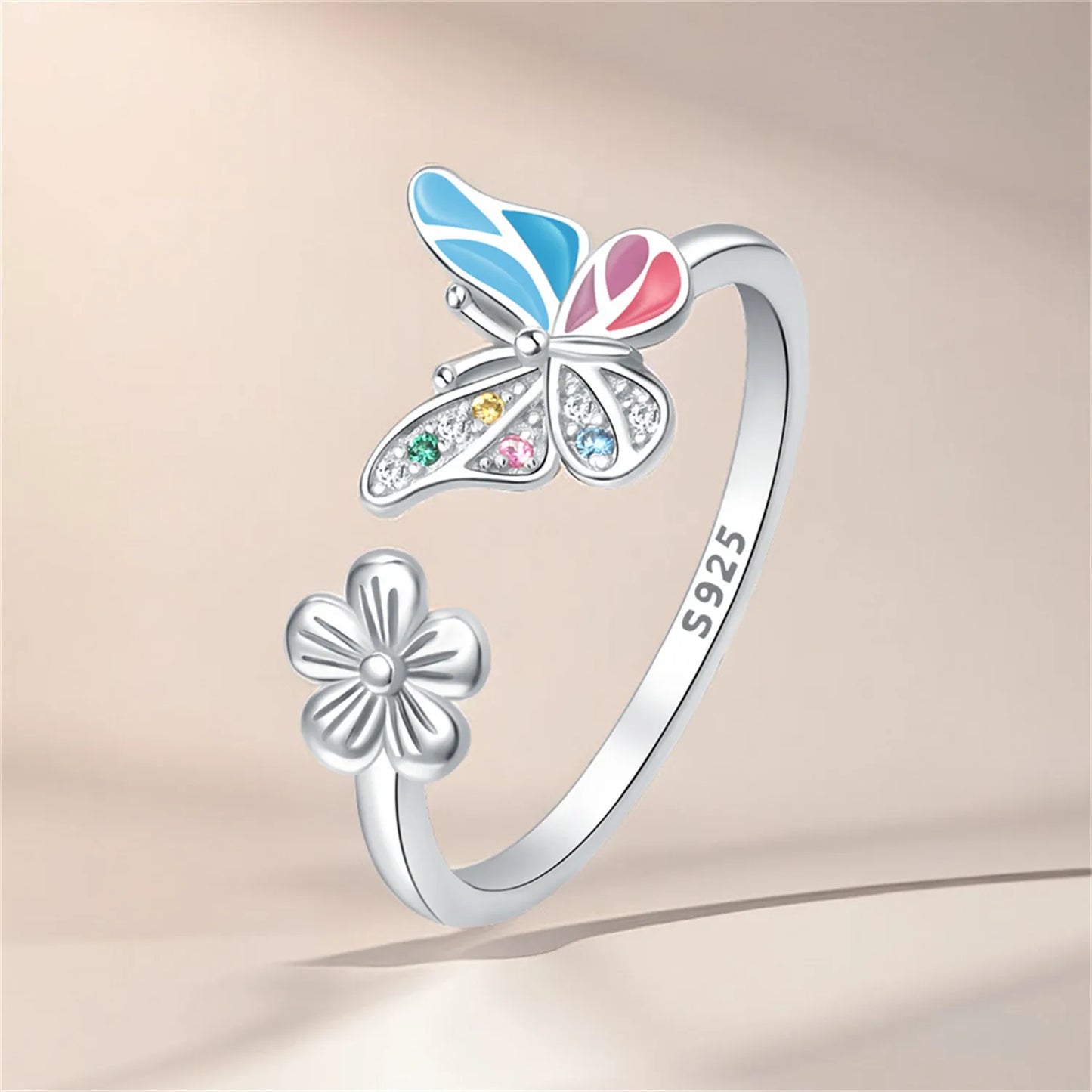 Original 925 Sterling Silver Zircon Bone Balloon Dog Adjustable Open Ring Fine Jewelry Luxury Gift for Women Birthday Party 2026