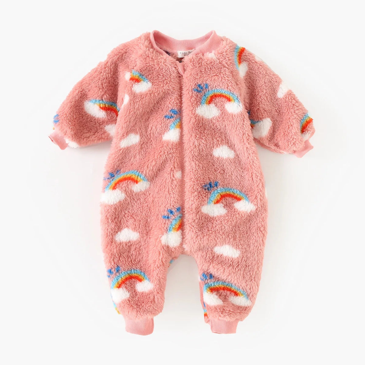 Cute Winter Warm Long Sleeve Fleece Thickened Toddler Girls Jumpsuits Zippper